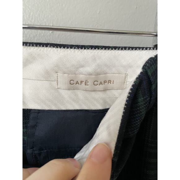 J Crew Cafe Capri Wool Blend Pants Womens Size 0 Plaid Green And Navy - Picture 4 of 10